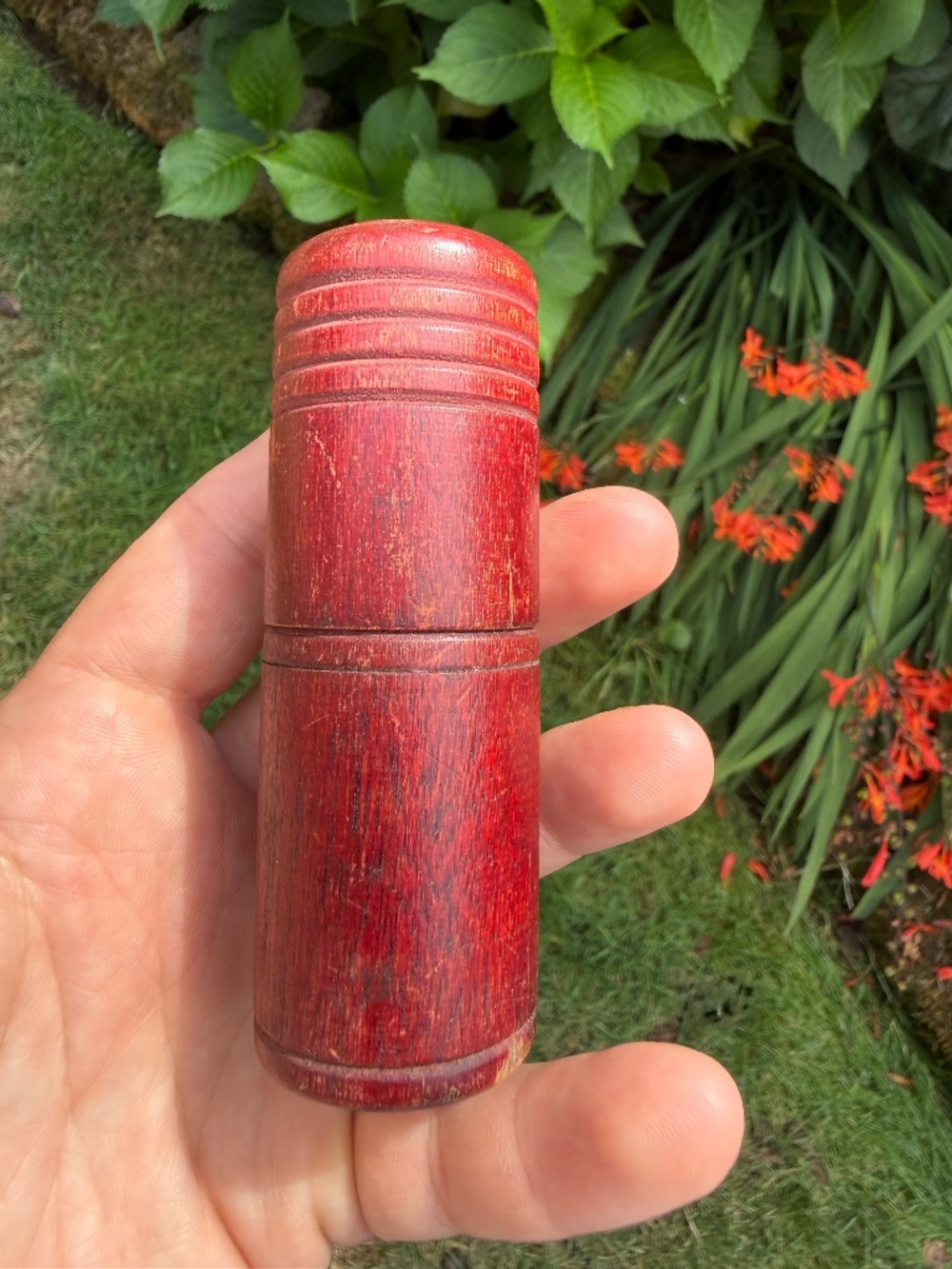 Antique Turned Wood Treenware Storage Travel Traveling Container Treen Lidded.